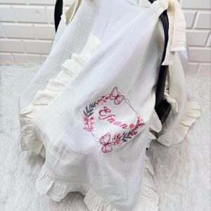 İsme Özel Nakışlı Müslin Puset Örtüsü