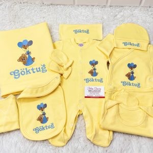 İsme Özel Nakışlı 10’lu Bebek Hastane Çıkış Seti